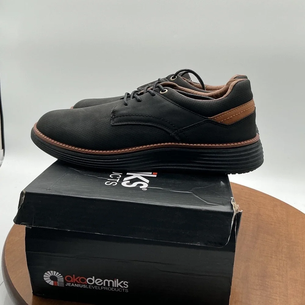 Akademiks Dayton-03-BLK-BLK Mens Black Perforated Oxford Dress Shoes Size 8M